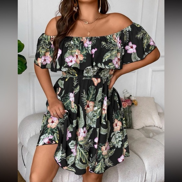 Dresses | Boho Plus Size Tropical Print Belted Dress | Poshmark